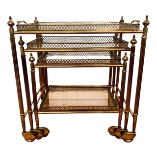 Art Deco Style Nesting Tables in Brass, 1950s, Set of 3 For Sale