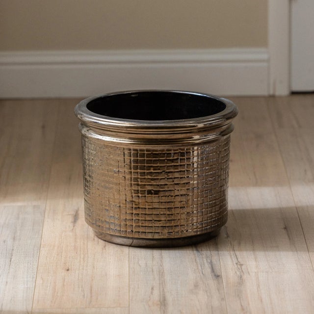 Vintage Gainey Ceramics planter from their Moroccan line, made in La Verne, CA around 1975–1985. Finished in a golden...