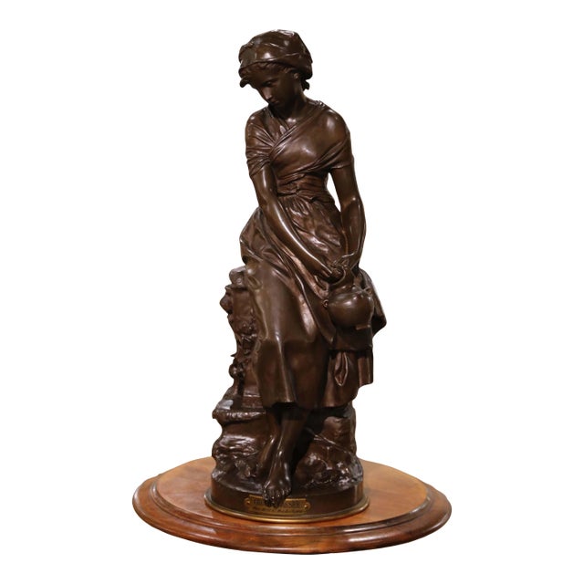 19th Century French Bronze Figure La Cruche Cassée by Mathurin Moreau For Sale