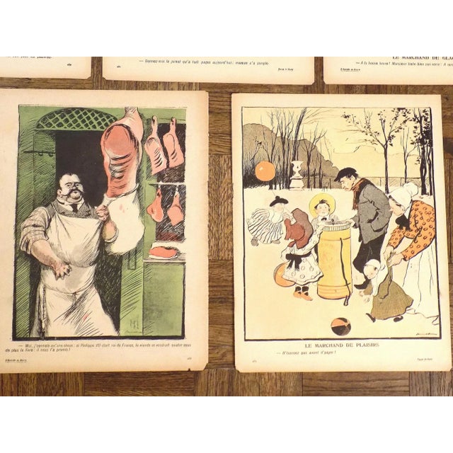 Early 20th Century Antique French Lithographs - Satire & Humor - Paris Types - Set of 8 For Sale - Image 5 of 12