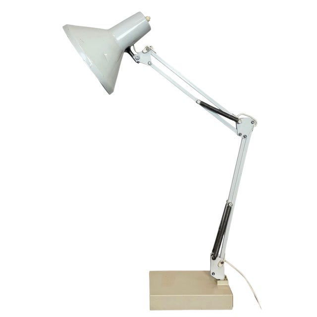 Vintage White Italian Architect Table Lamp, 1970s For Sale