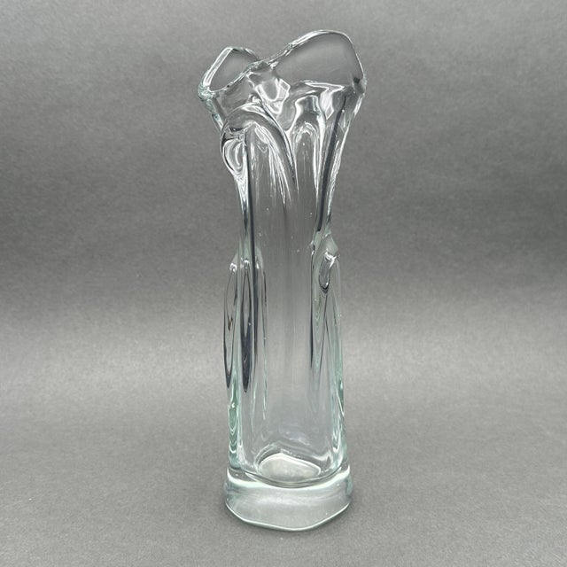 Glass Vintage Jan Beranek Skrdlovice 1970’s Czechia Clear Glass Organic Bud Vase For Sale - Image 7 of 9