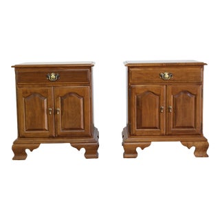 Vintage Georgian Style Cherry Wood Nightstands - a Pair For Sale