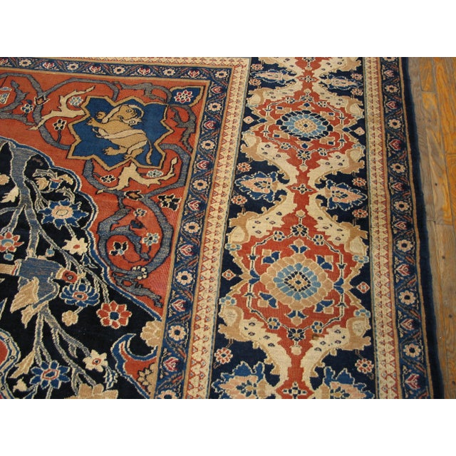 1880s Red Animal Hunting Scene Antique Persian Khorassan Moud Rug 9' X 11' 8" Handknotted Wool Carpet For Sale - Image 16 of 18