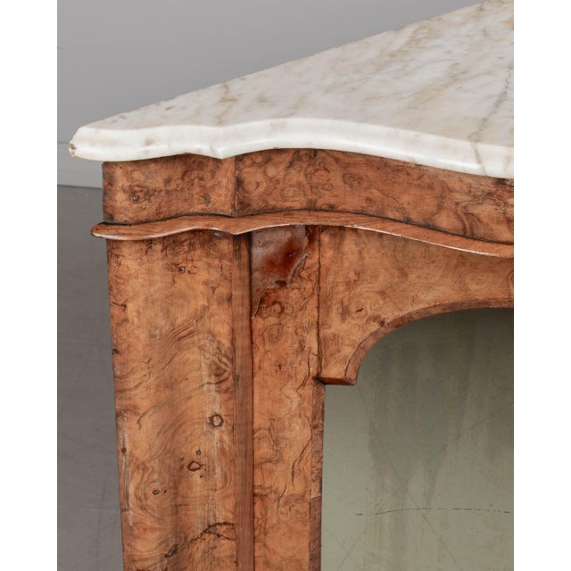 Brown English Victorian Burl Walnut Serpentine Marble Top Sideboard For Sale - Image 8 of 12