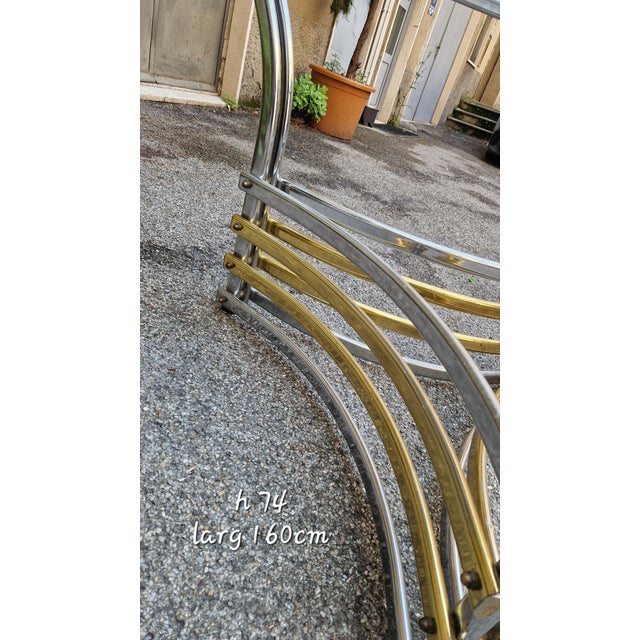 Metal Vintage Dining Table in Chrome and Brass, 1960s For Sale - Image 7 of 13