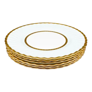 Late 20th Century Minton England Tiffany H5200 Gold Light Blue Swirl Embassy Dinner Plates- Set of 6