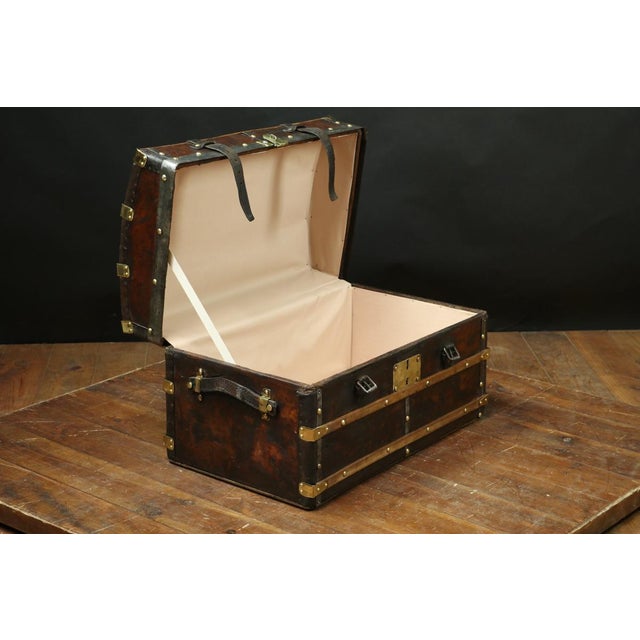 Brown 19th Century Domed Leather Trunk, 1920s For Sale - Image 8 of 11