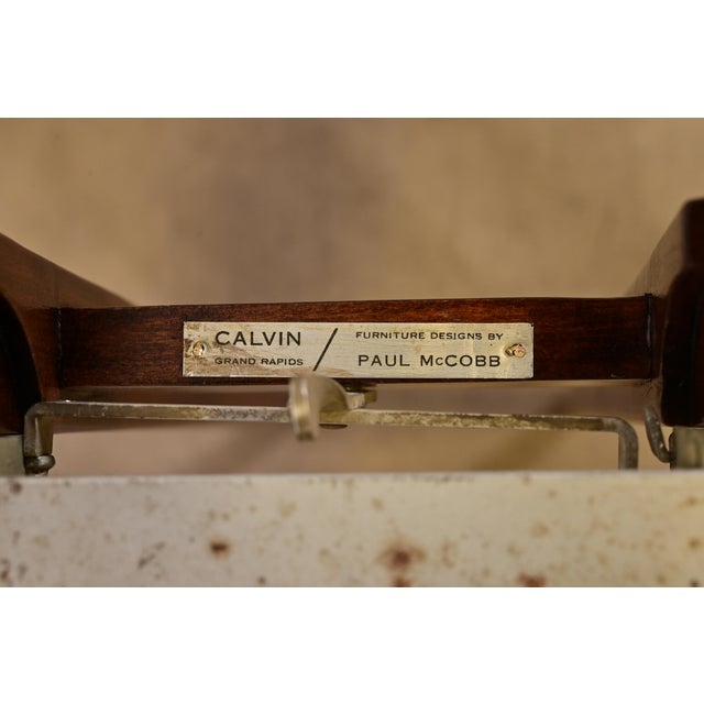 Paul McCobb for Directional Mid-Century Modern Walnut and Brass Extension Dining Table, Newly Refinished For Sale - Image 13 of 14