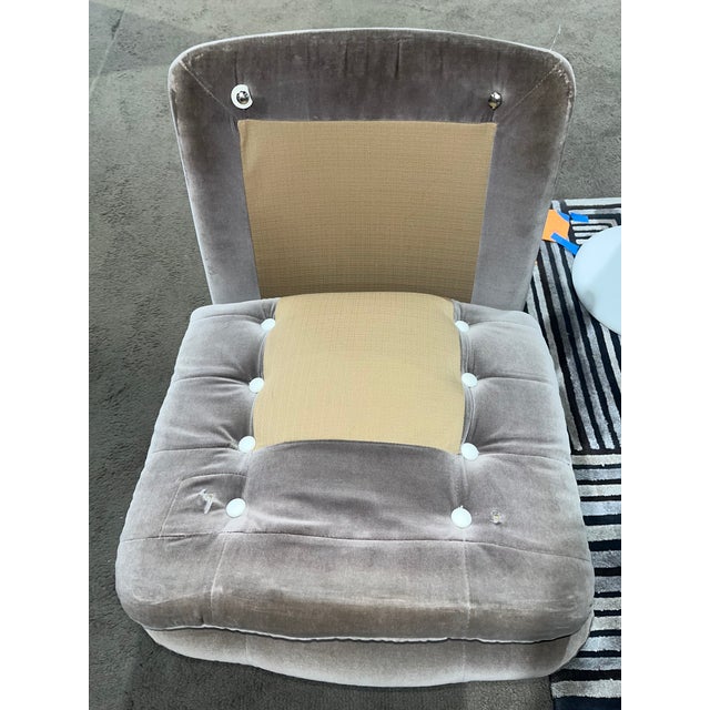 Gray 1975 Roche Bobois Gray Tufted Velvet Cantilever Chairs- Set of 2 For Sale - Image 8 of 12