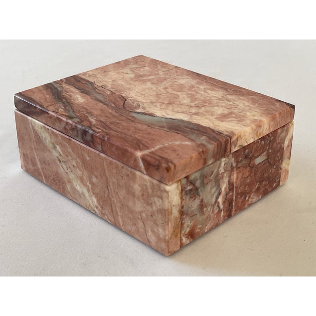 1960's Italian Rosa Pink Marble Jewelry Trinket Box For Sale - Image 9 of 10