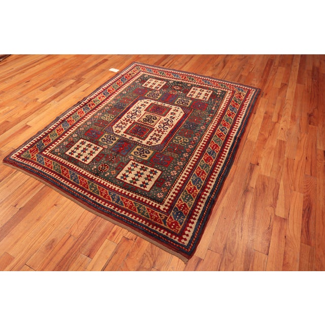 Breathtaking Antique Caucasian Karachopf Kazak Rug with Bold Geometric Motifs and Rich Tribal Colors, Country of Origins:...