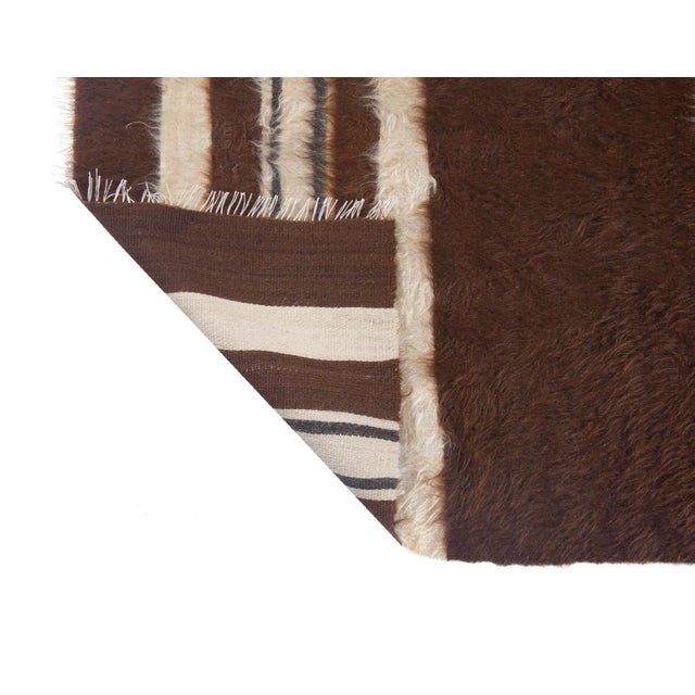 Mid 20th Century Brown Vintage Turkish Blanket Kilim Rug For Sale - Image 5 of 6