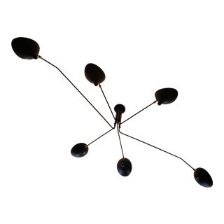 Serge Mouille Black Metal Ceiling Light For Sale