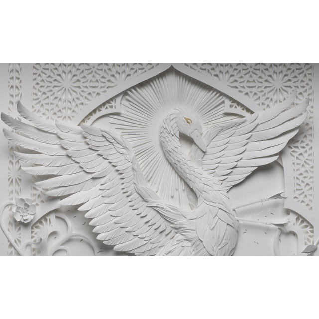 Halcyon Song by Marisa Aragón Ware | Paper Sculpture of a bird with intricate floral designs For Sale - Image 4 of 5