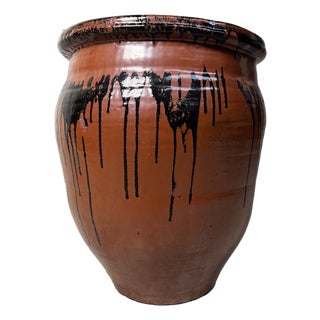 Large Japanese Drip Glazed Stoneware Tsubo Jar, 1970s For Sale