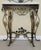 Oscar Bach 1920s Oscar Bach Gilded Iron Console and Beveled Mirror Set With Black Marble Top, Attributed For Sale - Image 4 of 18