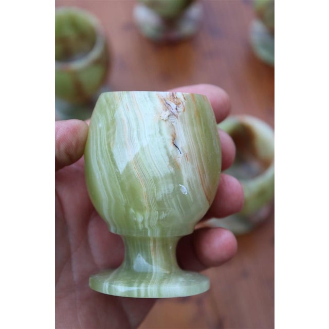 Gemstone Tanzanian Green Onyx Liquor Glasses, 1950s, Set of 6 For Sale - Image 7 of 10