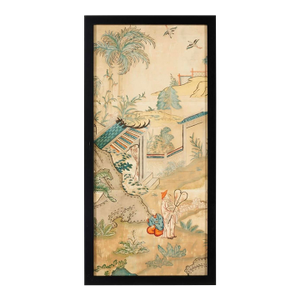 20th Century Chinoiserie Pigment on Paper Panel, Framed