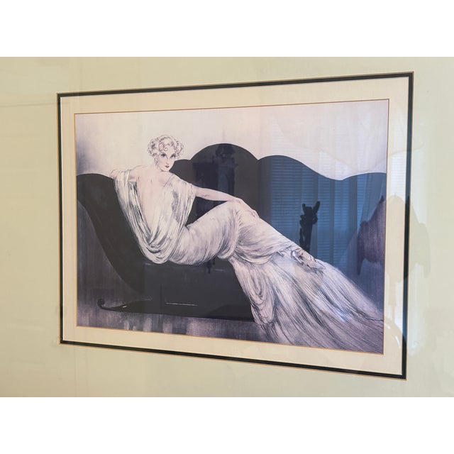 Art Deco 1970s Louis Icart Art Deco Framed Lithogragh Reproduction Entitled "Le Sofa" For Sale - Image 3 of 4