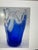 Striking vintage cobalt-blue art glass bowl or vase with a dramatic freeform ruffled rim and sculptural silhouette. This...