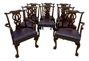 Antique Victorian Dining Chairs in Carved Mahogany, 1850, Set of 8