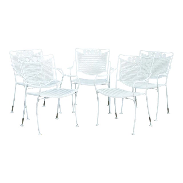 Vintage Wrought Iron Garden Chairs - Set of 5 For Sale
