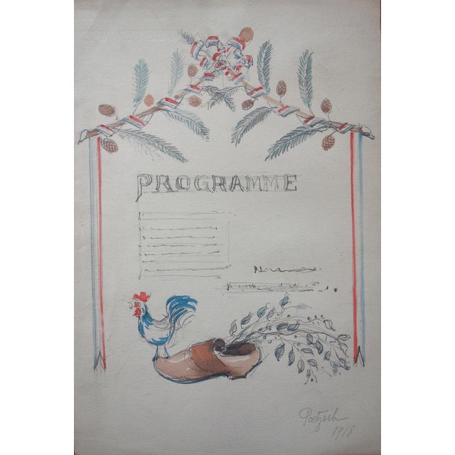 Drawing/Sketching Materials Gustave Poetzsch, Programme, 1918, Watercolour For Sale - Image 7 of 7