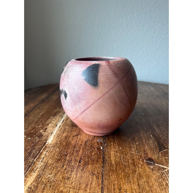 Saggar-Fired Studio Pottery Vase Signed Cf For Sale In Dallas - Image 6 of 10