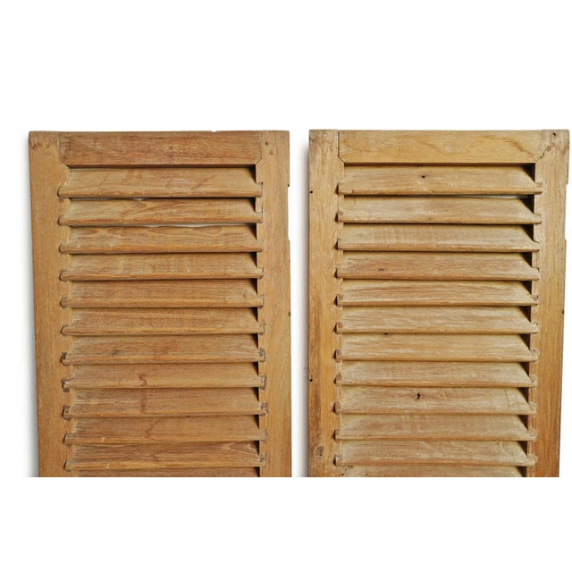 Set of Three Vintage Teak Shutter Doors / Wall Panels For Sale - Image 4 of 5
