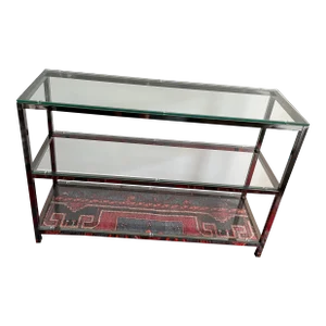 Mid-Century Modern Chrome & Glass Console Etagere Three Tier Shelf