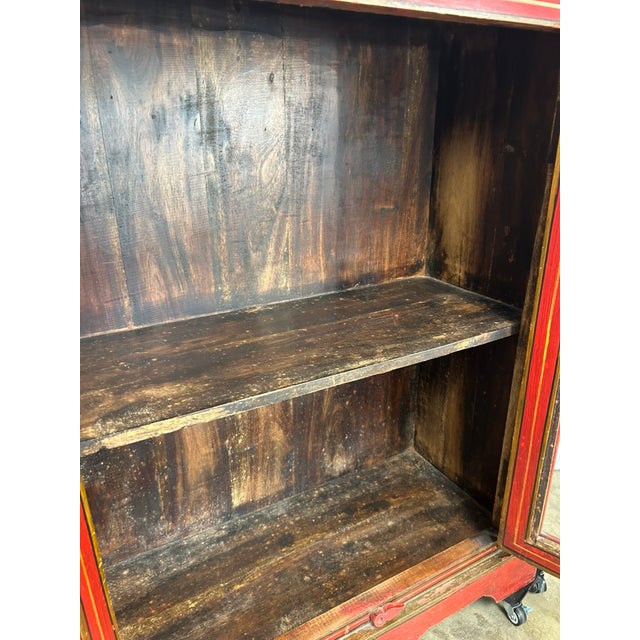 Vintage Hand-Painted Rajasthani Display Cabinet – Slim 12" Depth For Sale - Image 11 of 12