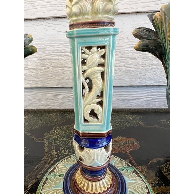 Antique English Wedgwood Majolica Candlestick Candle Holder Cinque Cento C1876 For Sale - Image 10 of 18