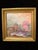 Set of 4 framed hand painted porcelain tiles depicting bucolic rural landscape scenes, signed by the artist M Singer. It...
