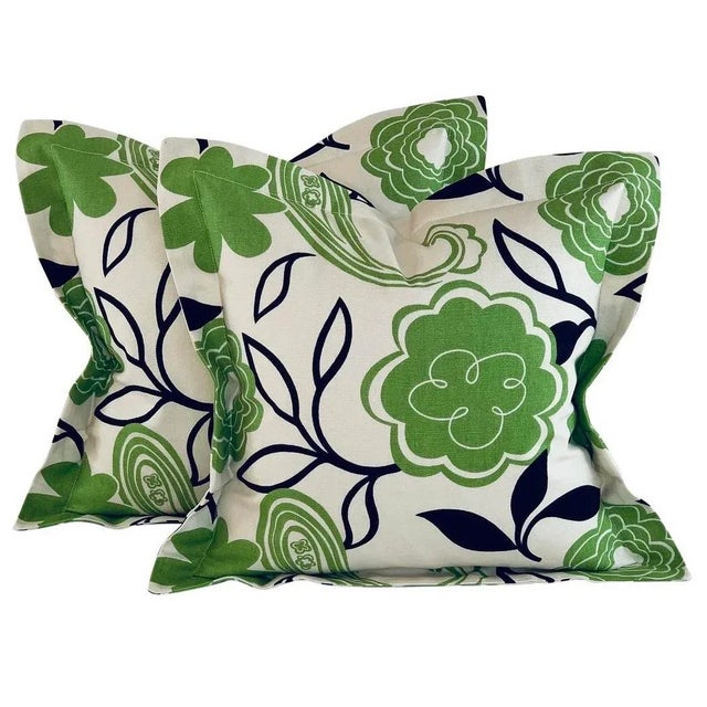 Premier Prints MM Designs Cream Black & Green Botanical Floral Leaf Leaves Paisley Pillow Covers- a Pair For Sale In Jacksonville, FL - Image 6 of 6