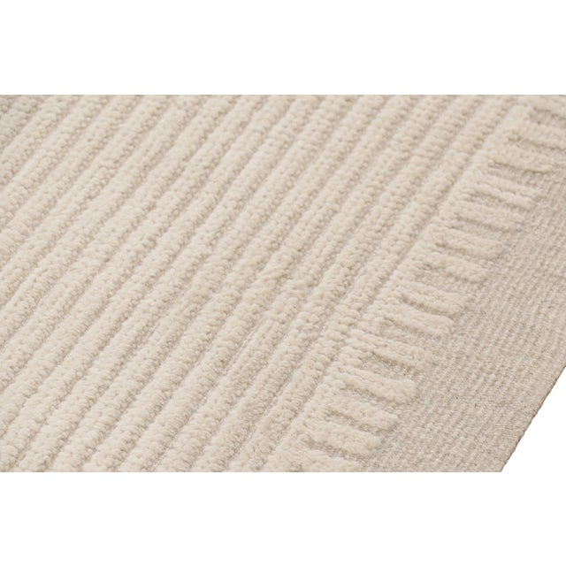 Textile Oversized Rug & Kilim’s Modern Textural Rug in Cream White with Ribbed Stripes - 13x18 For Sale - Image 7 of 8