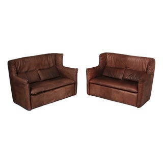 Patinated Leather Sofa by Gerard van Den Berg for Montis, Netherlands, 1970s, Set of 2 For Sale