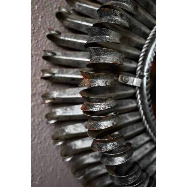 Boho Chic Large Metal Sun Mirror For Sale - Image 3 of 8