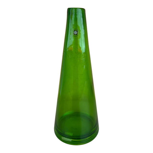 Mid Century Green Art / Vase Glass by Tarnowiec For Sale