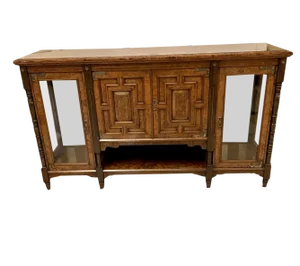 Antique Victorian Burr Walnut Credenza, 1860s