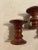 Trio of 1/6 scale replicas of the original Ray and Charles Eames walnut stools made for the Time-Life Building in New...