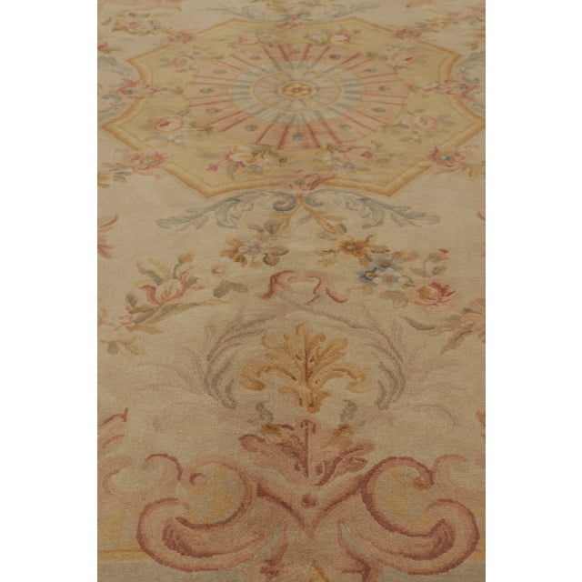Rug & Kilim Antique French Aubusson Rug in Gold With Pastel Floral Medallions - Rug & Kilim For Sale - Image 4 of 10