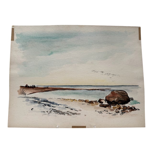 Henry Emil Salloch Original Watercolor on Paper Jones Reef. For Sale