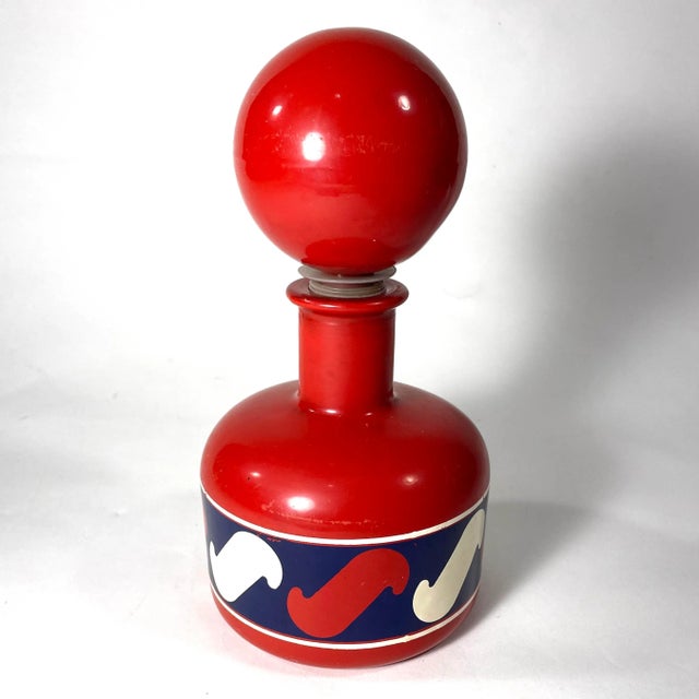 Modern Italian Mod Painted Glass Decanter For Sale - Image 3 of 7
