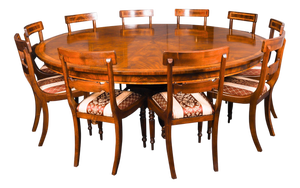 Vintage Flame Mahogany Dining Table and Chairs, Set of 11