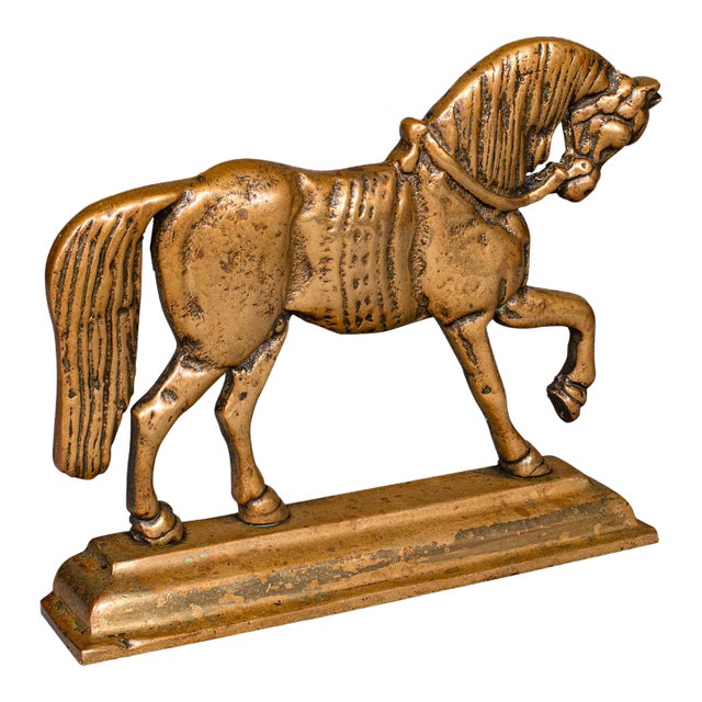 Antique Horse Doorstop, English, Brass, Equine Door Keeper, Victorian, c.1880 For Sale
