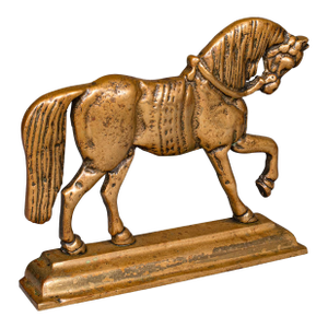 Antique Horse Doorstop, English, Brass, Equine Door Keeper, Victorian, c.1880