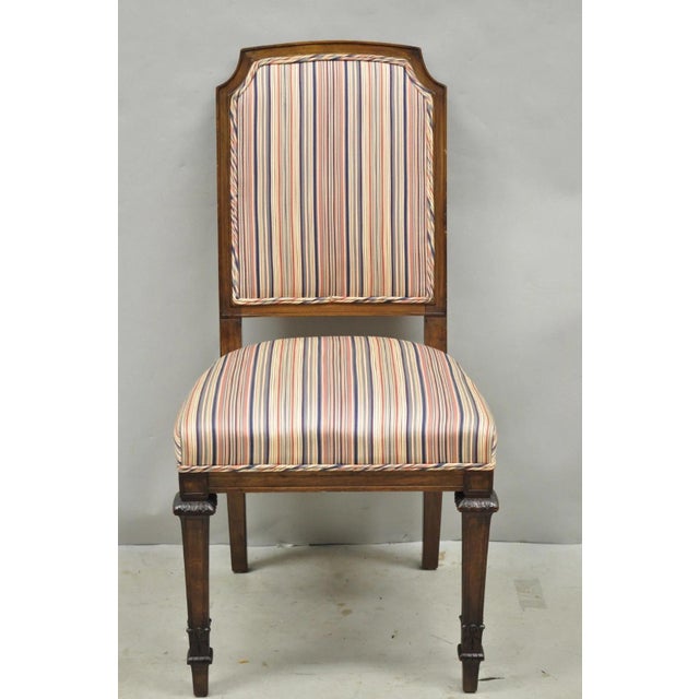 French Country Vintage French Country Provincial Style Carved Walnut Dining Side Chair Set of 4 For Sale - Image 3 of 15