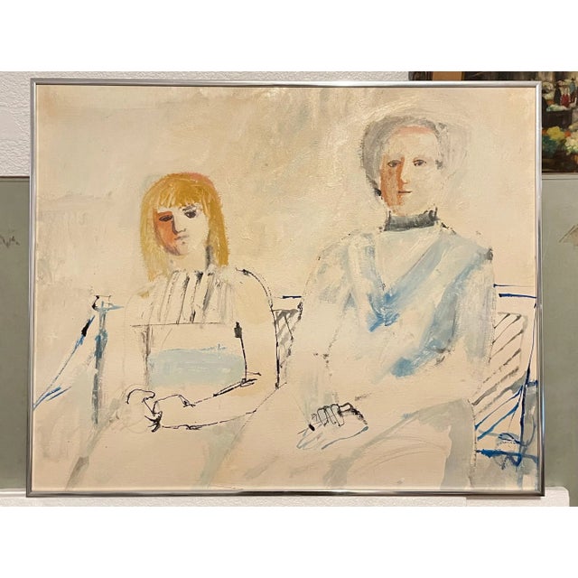 Postmodern Mid 20th Century "Seated Woman" French Modernist Post Impressionist Figurative Oil Painting on Board For Sale - Image 3 of 11