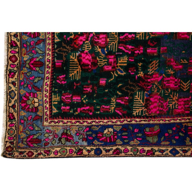 1960s Vintage Handmade Shiraz Purple Floral Wool Rug For Sale - Image 4 of 6